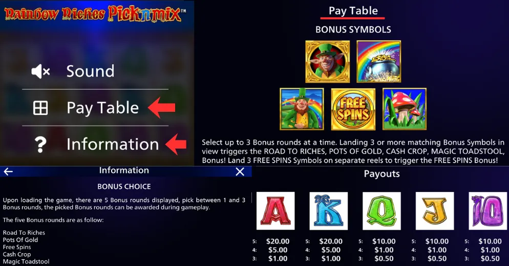 Check the paytable